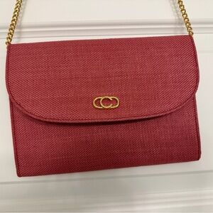 Chic Red Crossbody Bag with Gold Chain